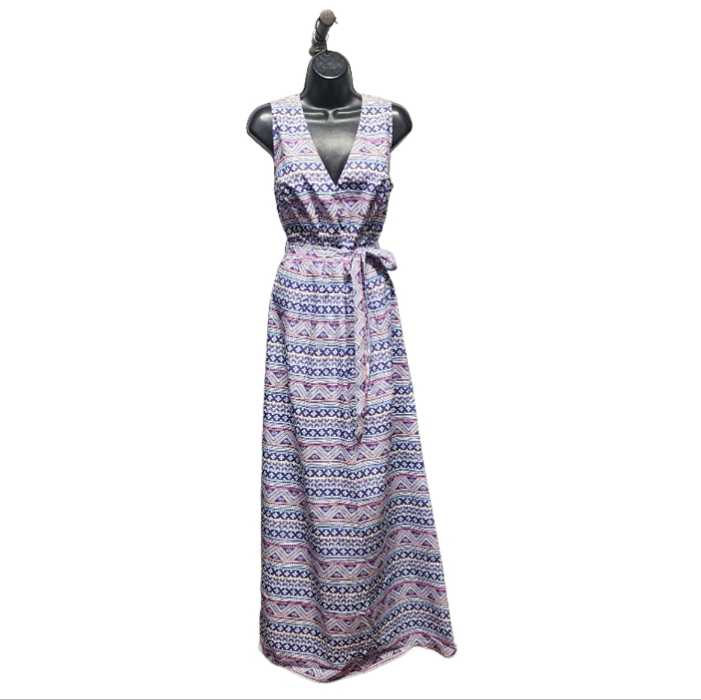 VINEYARD VINES Elegant Purple Patterned Maxi Dress, Size 8